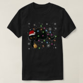 クリスマス猫男性へシャツブラックキャットクリスマスパ Tシャツ (デザイン正面)