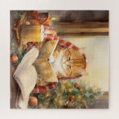 クリスマス猫読3のヴィンテージ ジグソーパズル (横)