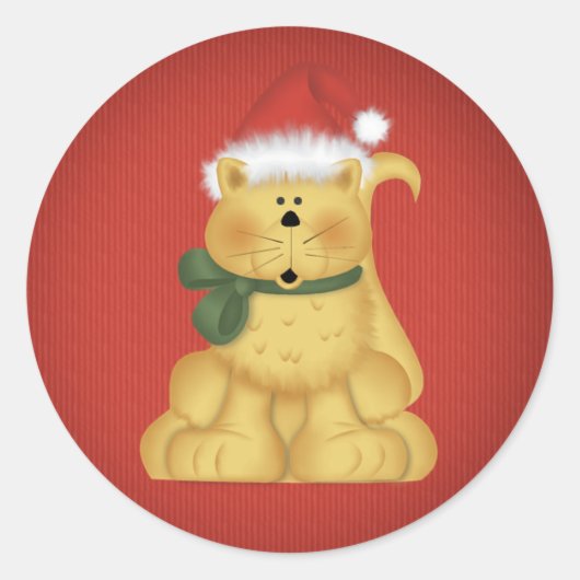 クリスマス猫1 – ホリデースタンプ ラウンドシール (正面)