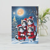 クリスマス猫4匹 シーズンカード (スタンド正面)