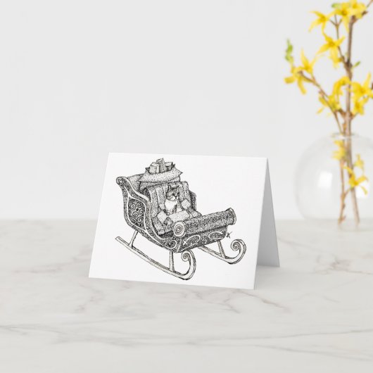 クリスマス猫 カード (黄色い花)