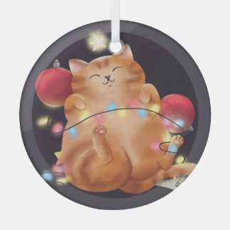 クリスマス猫 ガラスオーナメント