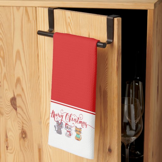 クリスマス猫 キッチンタオル (三つ折り)