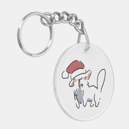 クリスマス猫 キーホルダー (正面左)