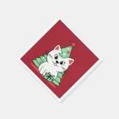 クリスマス猫 スタンダードカクテルナプキン (角)