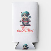 クリスマス猫 スリム缶クーラー (正面)