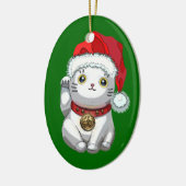 クリスマス猫 セラミックオーナメント (左)