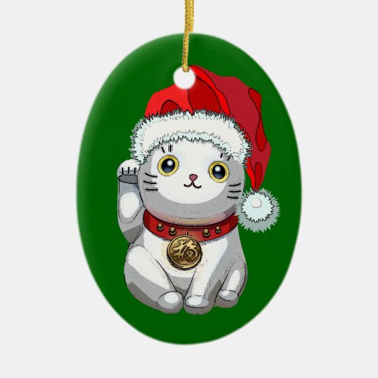 クリスマス猫 セラミックオーナメント (正面)