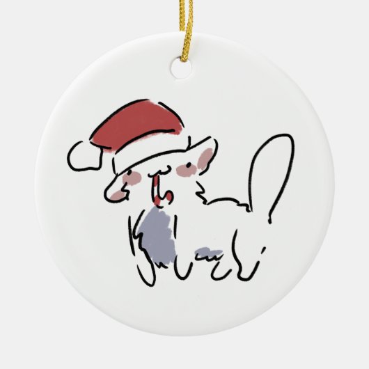 クリスマス猫 セラミックオーナメント (正面)