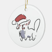 クリスマス猫 セラミックオーナメント (左)
