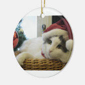 クリスマス猫 セラミックオーナメント (左)