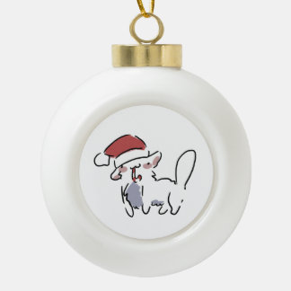 クリスマス猫 セラミックボールオーナメント
