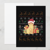 クリスマス猫 ダサいクリスマスプレゼント 招待状 (正面/裏面)