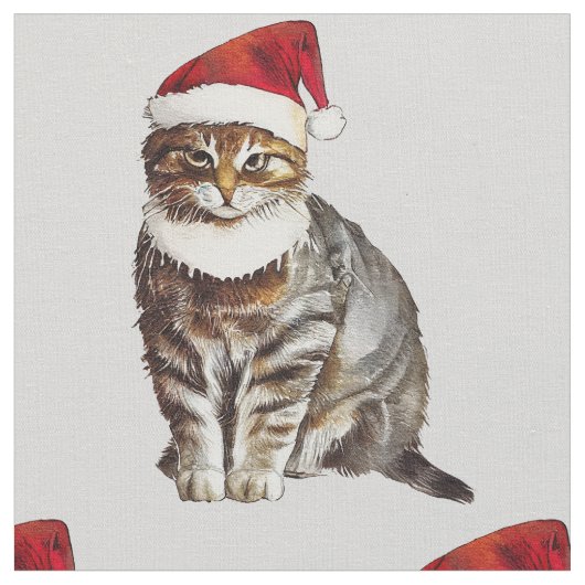 クリスマス猫 ファブリック (クローズアップ)