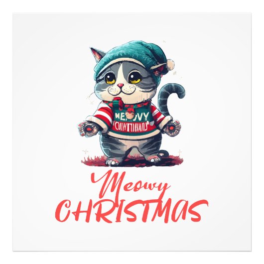 クリスマス猫 フォトプリント            (正面)