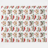 クリスマス猫 フリースブランケット (正面(横))