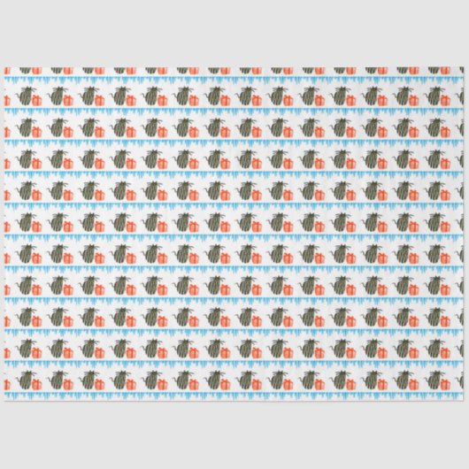 クリスマス猫、プレゼント、氷柱 薄葉紙 (正面)