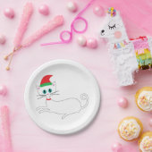クリスマス猫 ペーパープレート (パーティー)