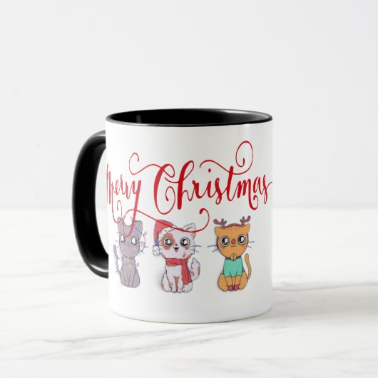 クリスマス猫 マグカップ (正面左)