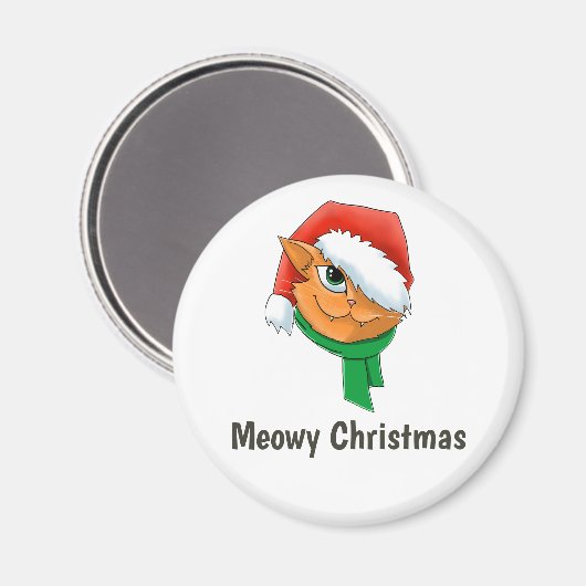 クリスマス猫 マグネット (正面/裏面)