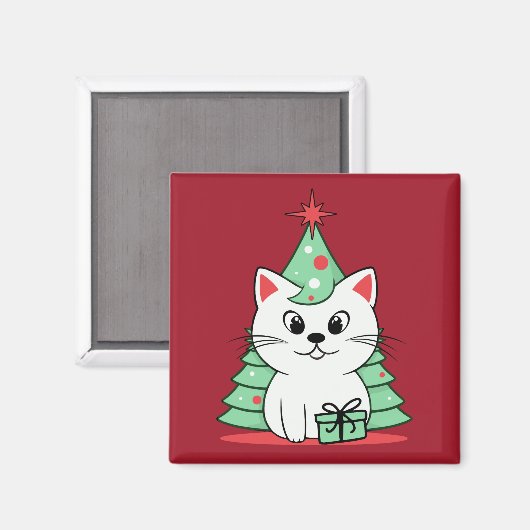 クリスマス猫 マグネット (正面/裏面)