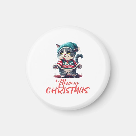 クリスマス猫 マグネット (正面)