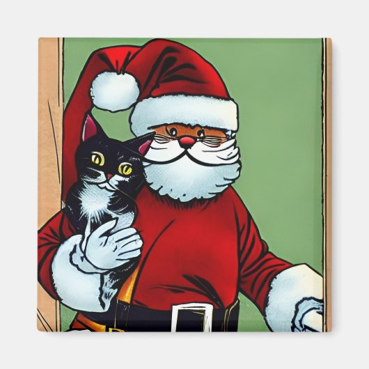 クリスマス猫 マグネット (正面)