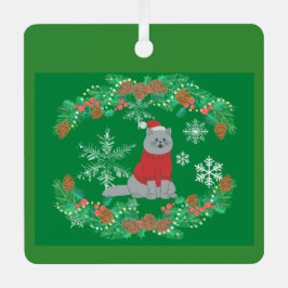 クリスマス猫 メタルオーナメント