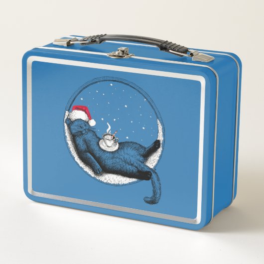 クリスマス猫 メタルランチボックス (正面)