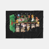 クリスマス猫、メリークリスマス猫 フリースブランケット (正面(横))