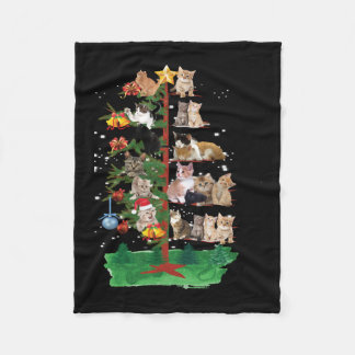 クリスマス猫、メリークリスマス猫 フリースブランケット