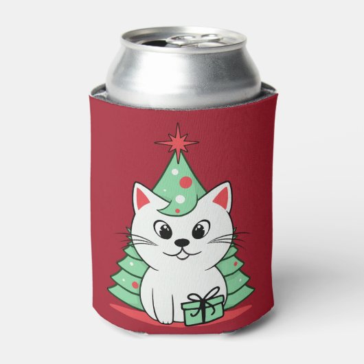 クリスマス猫 缶クーラー (缶正面)