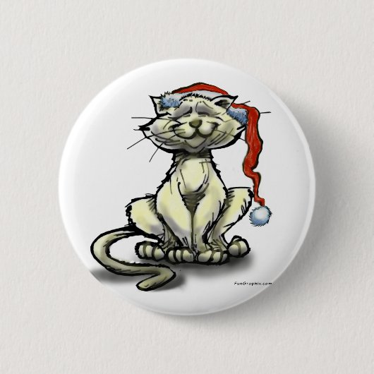 クリスマス猫 缶バッジ (正面)