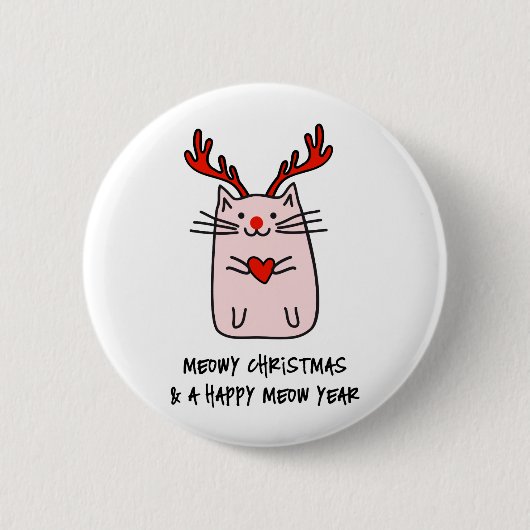 クリスマス猫 缶バッジ (正面)