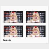 クリスマス猫 長方形シール (シート)