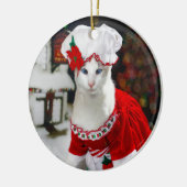 クリスマス猫- Claws Christmas Cat Ornament夫人 セラミックオーナメント (左)