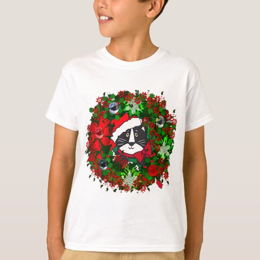 クリスマス猫 Tシャツ (正面)
