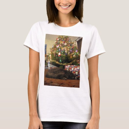 クリスマス猫 Tシャツ (正面)