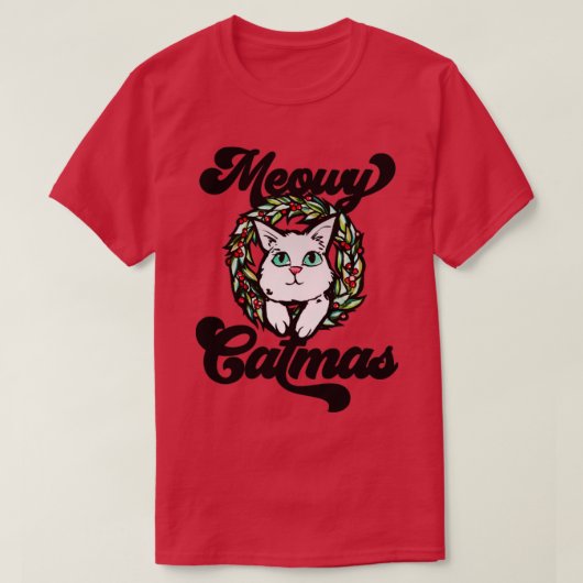 クリスマス猫 Tシャツ (デザイン正面)