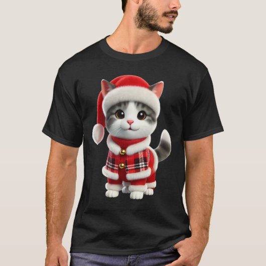 クリスマス猫 Tシャツ (正面)