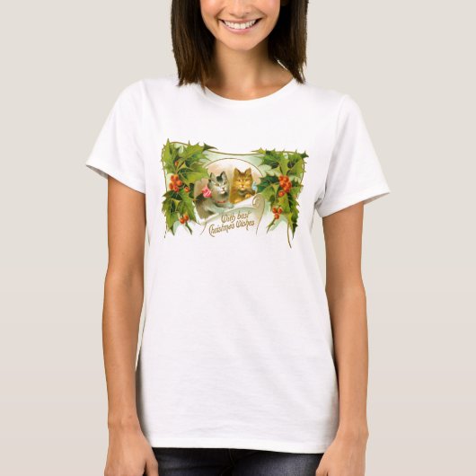 クリスマス猫 Tシャツ (正面)