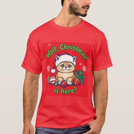 クリスマス猫 Tシャツ (正面)