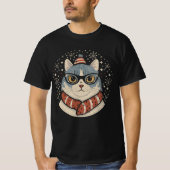 クリスマス猫 Tシャツ (正面)