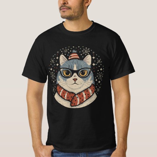 クリスマス猫 Tシャツ (正面)