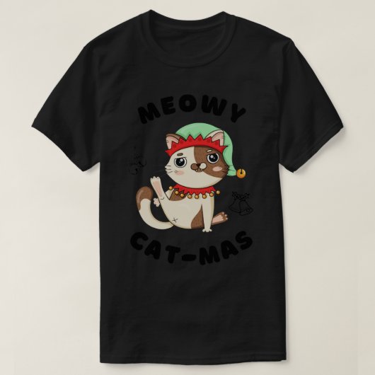 クリスマス猫 Tシャツ (デザイン正面)