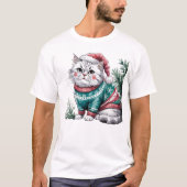 クリスマス猫 Tシャツ (正面)