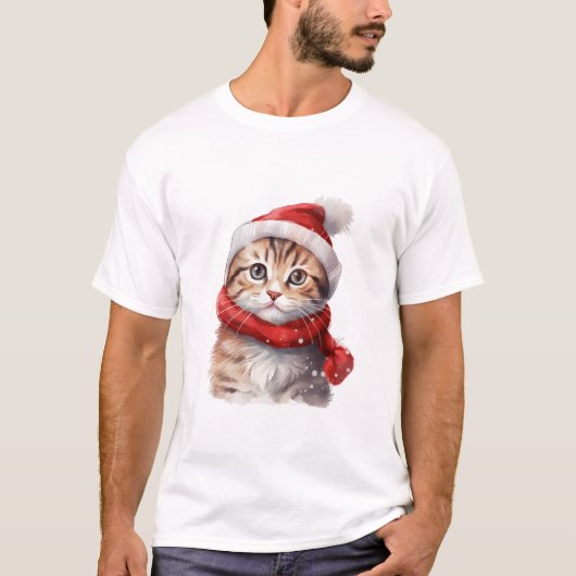 クリスマス猫 Tシャツ (正面)