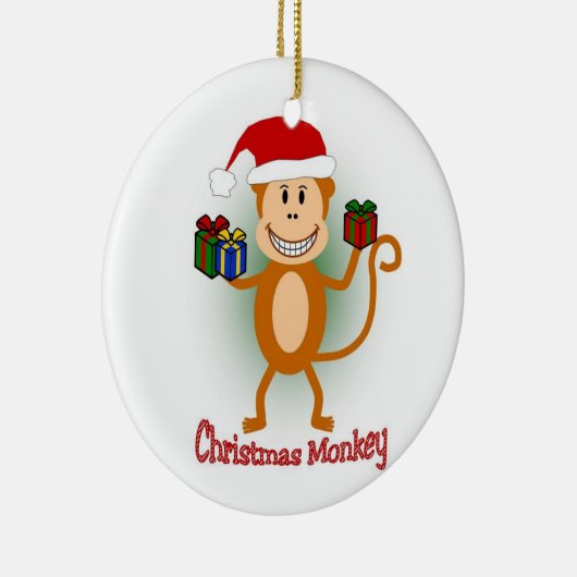 クリスマス猿のオーナメント セラミックオーナメント (右)