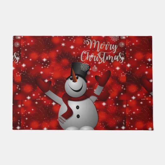 クリスマス玄関マット、雪だるま ドアマット (正面)