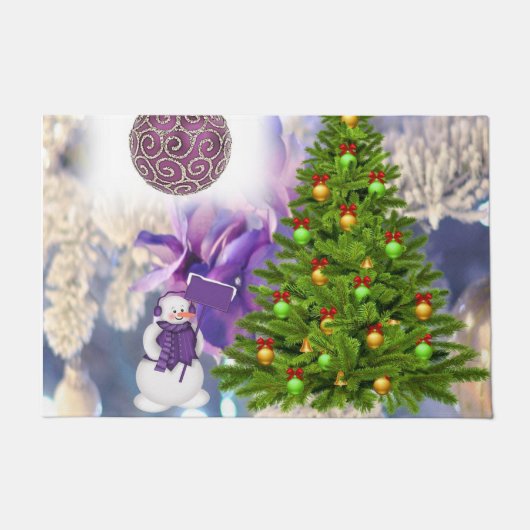 クリスマス玄関マット、雪だるま ドアマット (正面)